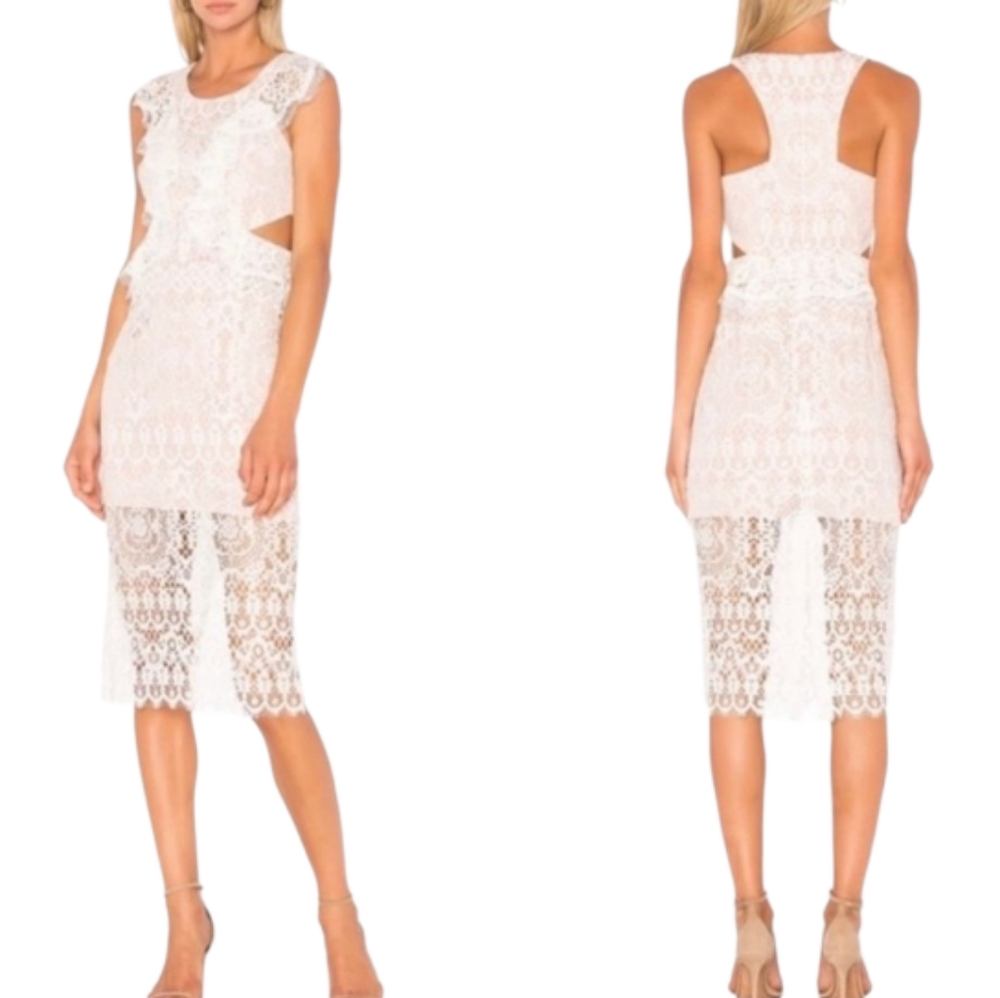 Alexis Pepa Cut Out Ruffled Lace Dress In Ivory Size XS - Picture 2 of 10